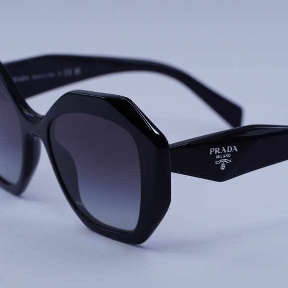Prada PR16WS 1AB5D1 Sunglasses Black Geometric Frame, Grey Gradient Lenses - Picture 9 of 11